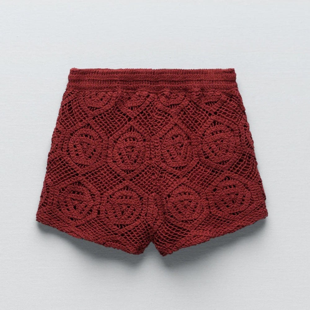 Zara CROCHET High-waist Shorts w/Elastic Waistband